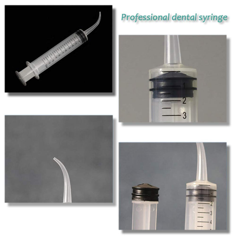 [Australia - AusPower] - 20 Pack Dental Syringe Disposable 12ml Dental Irrigation Syringe with Curved Tip for Oral, Dental Care, Tonsil Stone Squirt, Feed Pet, Liquid Injection, Oil, Glue Curved Tip (With Measurement) 20 