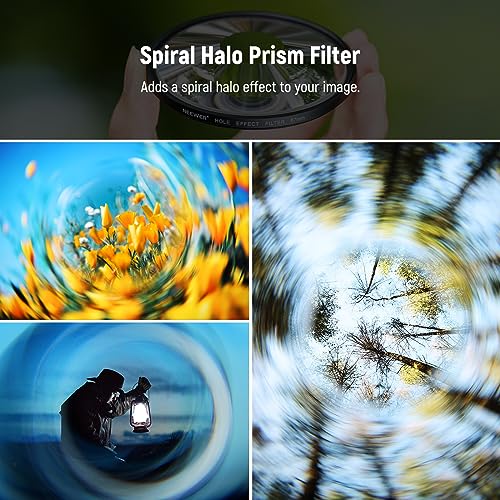 NEEWER 67mm Spiral Halo Camera Lens Filter, Prism K9 Optical Glass Special Effects Filter Photography Camera Lens Accessories with Tunnel Vision Warped Circular Halo Frame Effect