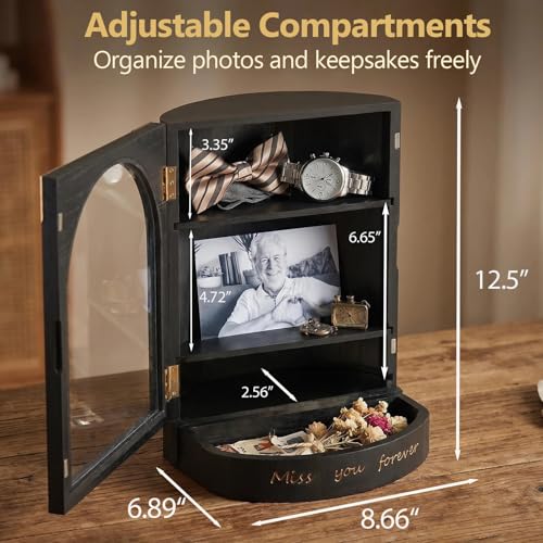 DGWJSU Sympathy Gifts, Keepsake Box, Shadow Boxes Display Cases, Black