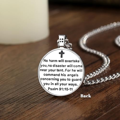 Saint Michael Pendant for Men Women Archangel Michae Necklace Catholic Gift Silver