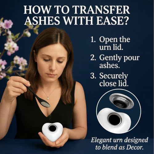 Small Urns for Ashes for Women - Rose Keepsake Urn with Stand, Gift Box & Velvet Bag - Mini Memorial Heart urn for Loved Ones, Baby, Women & Men (Pearl White, Small) Pearl White