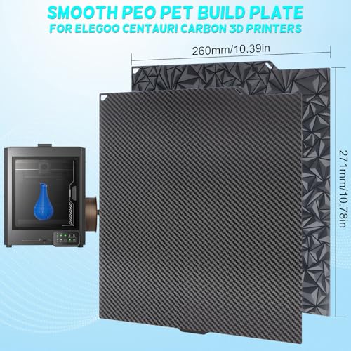 PEO PET Centauri Carbon Printing Plate 260 x 271 mm, Smooth PEO PET Spring Steel Sheet Print Bed Flexible Build Plate for Elegoo Centauri Carbon 3D Printer Platforms