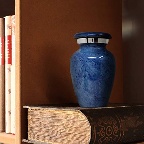 Small Cremation Urn for Human Ashes Keepsake - Miniature Memorial Urns, Personal Cremation Keepsake for Ashes, Mini Ash Holder, Elegant Tribute for Loved Ones, Compact Memorial Container 1 Light Blue