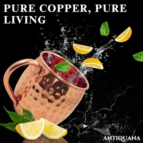 Moscow Mule Mugs - Set of 4-100% Pure Copper Mugs Large 16 oz - Premium Moscow Mule Cups Set of 4 - Solid Copper Cups Perfect Premium Gift Copper Handle