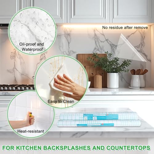 Shackcom Clear Contact Paper Roll Self-Adhesive Kitchen Backsplash Wall Protector 23.6in X 32.8ft - Used as Shelf Drawer Liner, Whiteboard, Wallpaper, Cat Dog Scratch Protector 23.6"W x 393"L