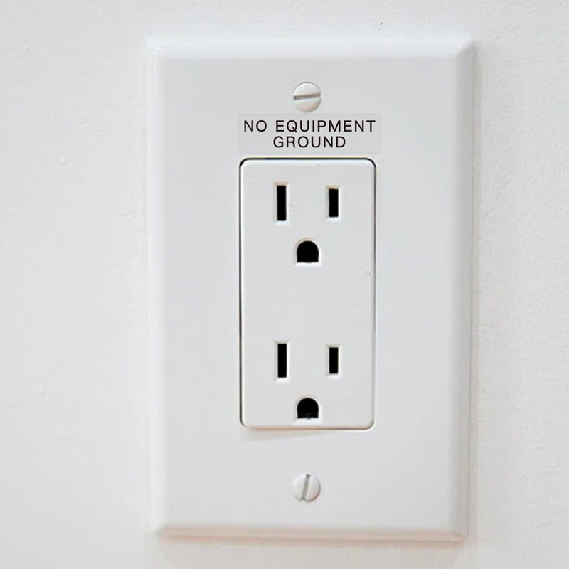 200Pcs No Equipment Ground Safety Stickers, Transparent Outlet Receptacle Plates Labels, Self Adhesive Decals for Panels and Outlets,0.27"x1.0"