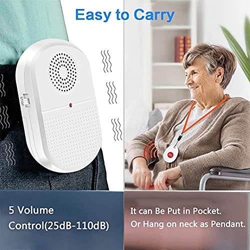 [Australia - AusPower] - ChunHee Wireless Caregiver Pager Call Button Nurse Alert System Call Bell for Home/Elderly/Patient Emergency Vibration Pager 1 Transmitter+1 Receiver(800+Feet Operating Range) 1Transmitter+1Receiver 