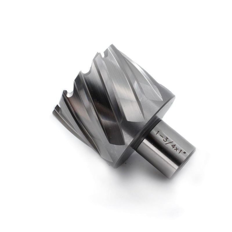 OSCARBIDE 1-3/4"x1 Annular Cutter,1-3/4 inch Cutting Diameter,1 inch Depth of Cut,3/4 inch Weldon Shank 2 Flat Mag Drill Bit with Pilot Pin for Magnetic Drill Press,1 Piece