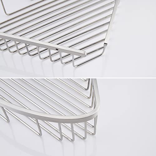 Bathroom Shower Caddy Corner Shelf, Corner-Hollow Design, Ultra Sturdy Rust-Proof Stainless Steel Shelf Organizer Shampoo Holder, Wall Mounted Storage Rack for Bathroom, Brushed Nickel Hollow Corner (1 Pack)
