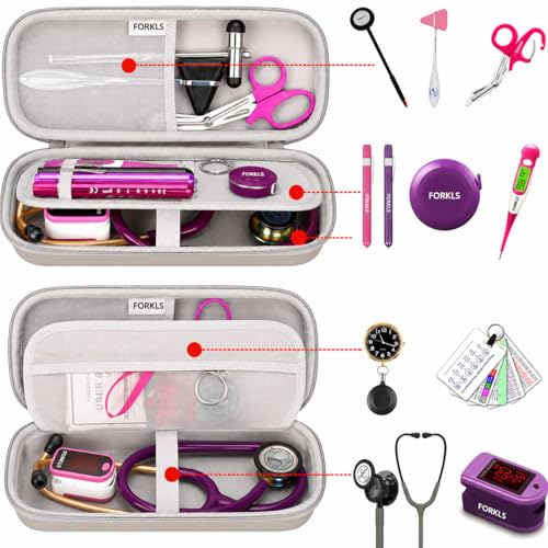 Stethoscope Case Hard Shell EVA - Stethoscope Bag/Case, Protective Case with Zip & Mesh Compartment, Portable for Doctors, Nurses, Medical Students & Emergency Services, Grey