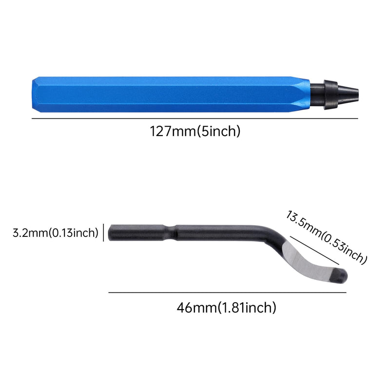 [Australia - AusPower] - 2 Pcs Deburring Tool +10 Pcs BS1010 High Speed Steel Blades for Metal Resin PVC Pipes Copper Plastic 3D Printed Edges, Plumbing 3D Printing Burr Removal Reamer Tool, Silvery& Blue 