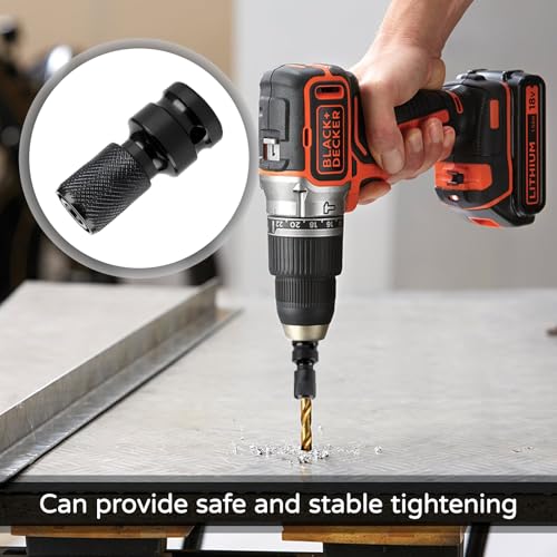 Pack of 2 Impact Wrench Bit Adapter, Bit Holder Socket Adapter, Impact Wrench Adapter Tool, 1/2 to 1/4 Inch, High Hardness Carbon Steel, Safety Clamp, Multifunctional Adapter
