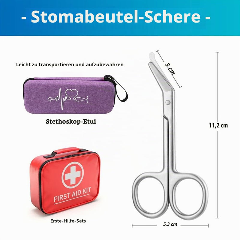 Ostomy Bag Scissors - Ostomy Pouch Scissors with Blunt Round Tip for Colostomy Care, Stainless Steel, 4.4" Long, 1 Piece