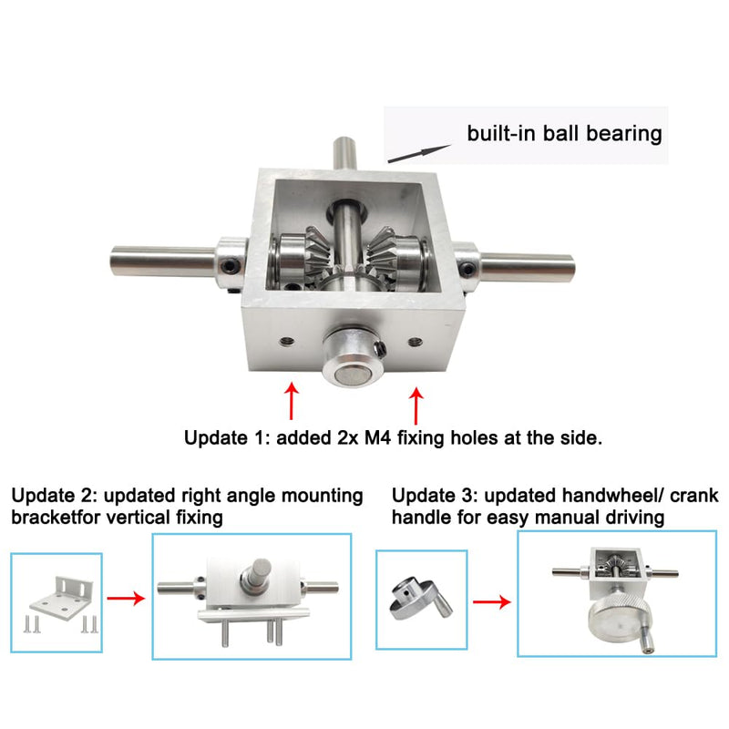 [Australia - AusPower] - 1:1 Right Angle Bevel Gearbox 1 Module 20 Teeth 90° Angle Drive Steering Gear Device Simple Mechanical DIY Module with 8mm Shaft 8 mm shaft 2 output shaft 