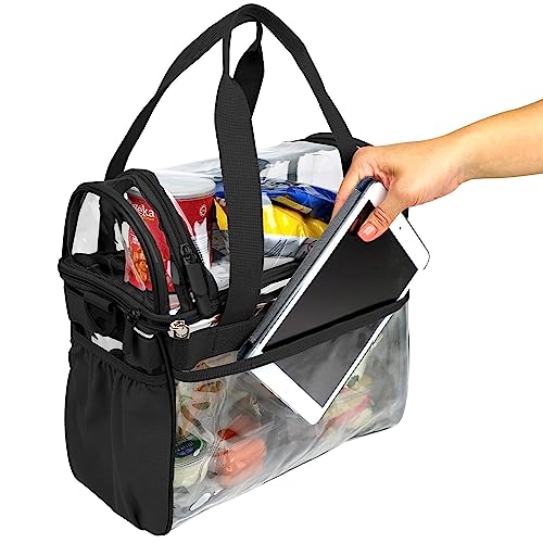 J.CARP Clear Bag Heavy Duty Backpack Durable Transparent See Through Bag Lunch Bag Large, Black