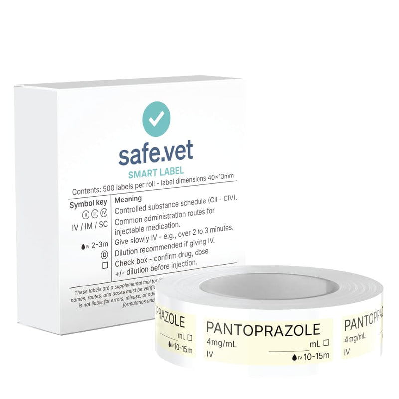 Veterinary Smart Syringe Labels for Emergency & ICU – Clinical-Grade Color-Coded Roll of 500 | Veterinary Medication Safety Labels for Vet Clinics, Hospitals, ICU & Inpatient Care (Pantoprazole) Pantoprazole