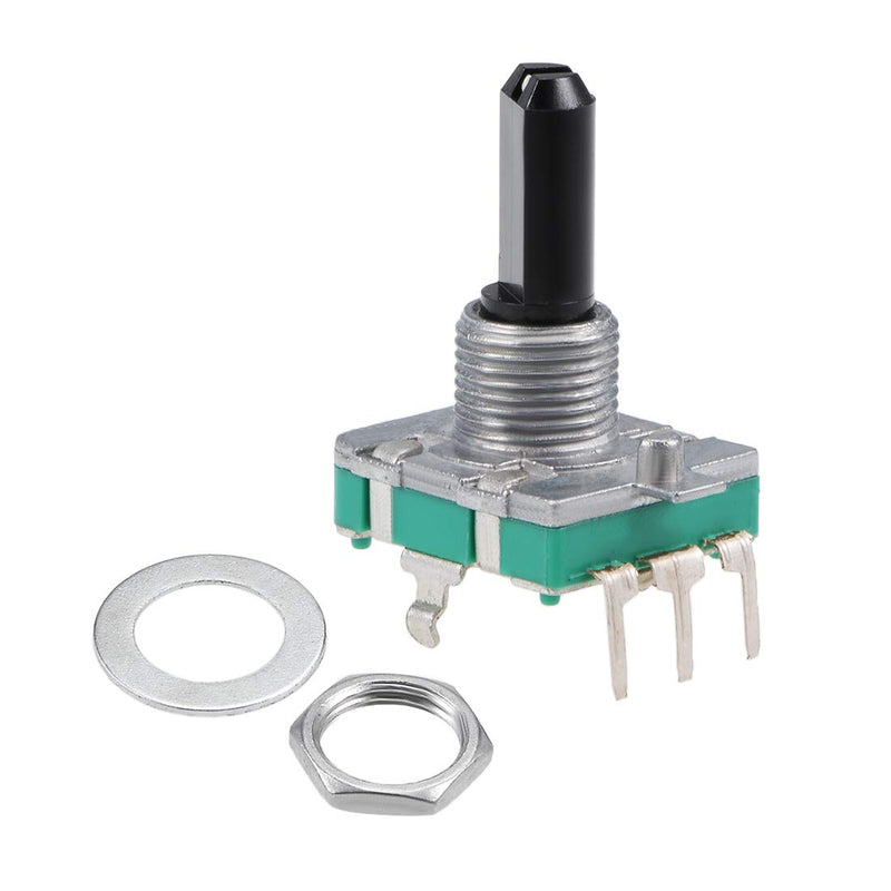 sourcing map 2pcs 360 Degree Rotating Coding Switch EC16 5 Strip 20mm D Shank Black (black 6)