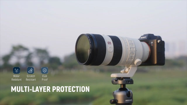 NEEWER 52mm ND2-400 (1-9 Stops) Variable ND Filter with Lens Cap, Lanyard, Cleaning Cloth, Precise Neutral Density Adjustment, Fingerprint & Scratch Resistant Multicoated Optical Glass ND2-ND400