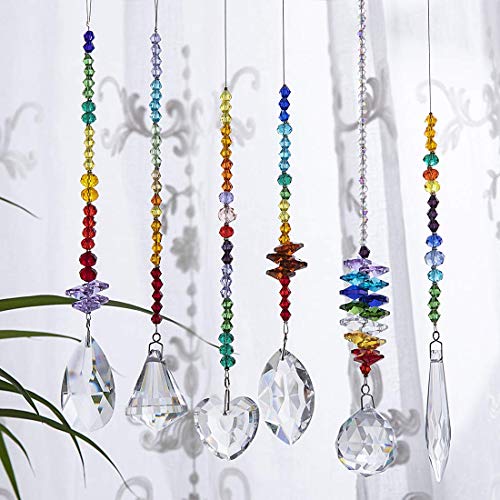 H&D HYALINE & DORA Set Sun Catcher Crystal Rainbow Beads Chain Fengshui Hanging Ornaments Decor for Home Office Garden Window Gifts