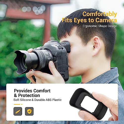 Long Soft Eyecup Eye Cup Eyepiece Viewfinder & 2-Pack RF Mount Body Cap Rear Lens Cover Cap for Canon EOS R3 Mirrorless Camera