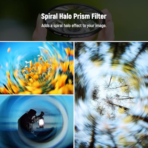 NEEWER 82mm Spiral Halo Camera Lens Filter, Prism K9 Optical Glass Special Effects Filter Photography Camera Lens Accessories with Tunnel Vision Warped Circular Halo Frame Effect