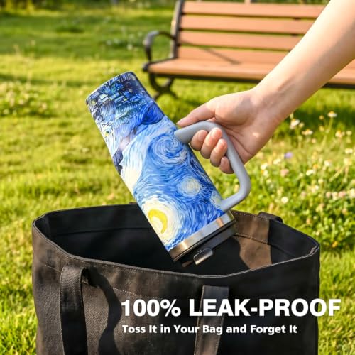 30 oz Tumbler with Handle, Starry Night Sports Travel Mug 30 Ounces