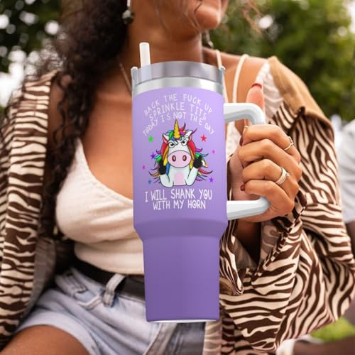 Gifts For Birthday - Back The Fuck Up Sprinkle Tits, Funny Unicorn Tumblers 40 Oz Tumbler With Lid And Straw Insulated Tumblers Stainless Steel Tumbler Funny Gifts For Wome White 1 40 Ounces