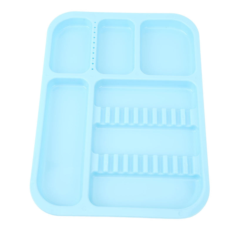 Tray for Oral Instruments, Divided Plastic Oral Cavity Instrument Tray, Organised Storage Holder for Dental Tools, Instruments, Cosmetic (Blue)