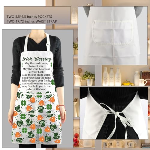 Irish Blessing Cooking Kitchen Apron Irish Blessing Gifts for Women Men Irish Prayer Chef Baking Garden BBQ Apron with Pocket Irish Blessing apron wh