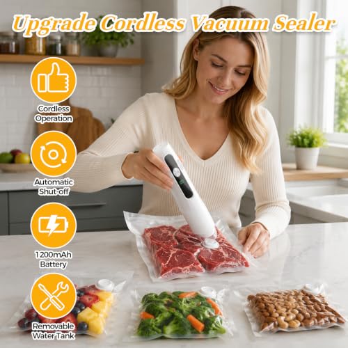 Joyzan Handheld Food Vacuum Sealer Kit, Rechargeable Mini Food Storage