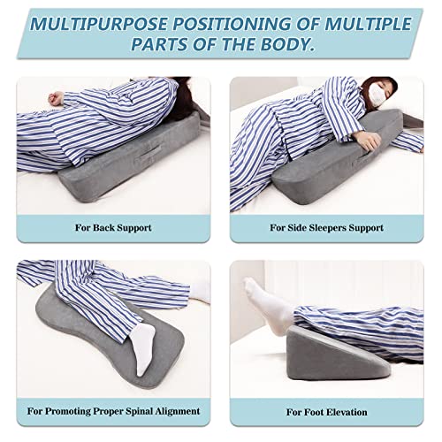 Long Wedges for Bed Positioning Pillow for After Surgery Curved Shaped Medical Wedge Pillows for Seniors to Prevent Bed Sore and Improve Healing Process No-Slip Bottom Height 5 Inch