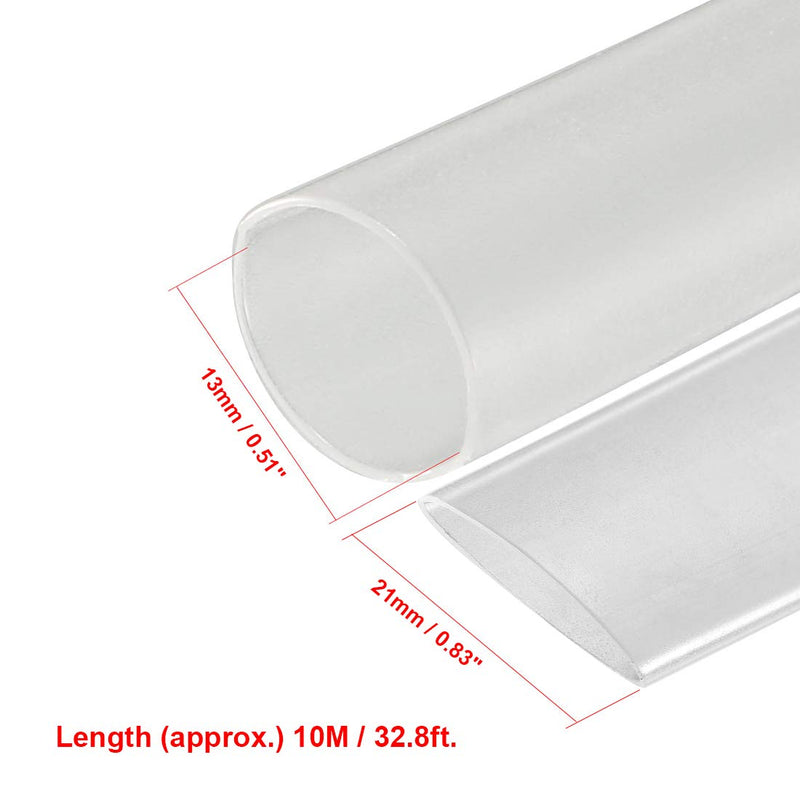 [Australia - AusPower] - uxcell Heat Shrink Tubing 1/2"(13mm) Dia 21mm Flat Width 10m 2:1 Heat Shrink Tube Wire Wrap Clear 13mm 