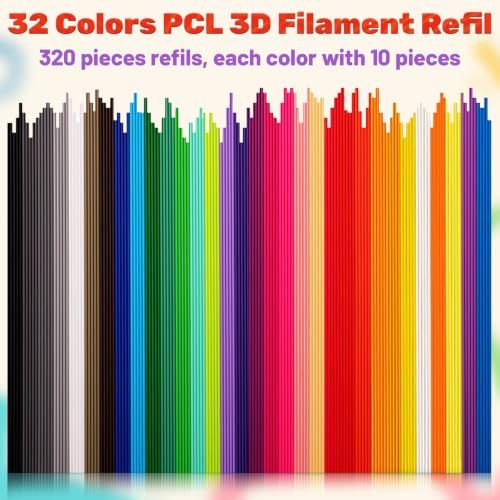 Wiseten 3D Pen Filament Refills Set, 320PCS 2.5mm PCL Filament for 3Doodler