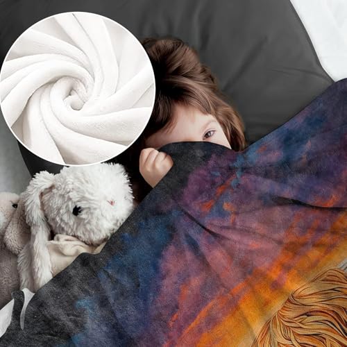 Highland Cow Flannel Throw Blanket 80x60 Inch, Cute Animal in Wildflower Field at Sunset, Vibrant Nature Art Style Blankets for Living Room, Bedroom, Sofa, Country Decor Gifts Throws 60"x80" Highland Cow01