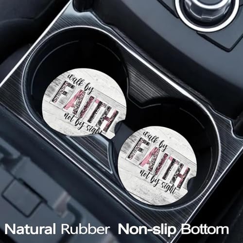 2 Pack Christian Car Cup Holder Coasters Universal Neoprene Coasters Faith 2PCS