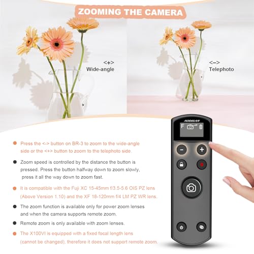 Remote Control for Fujifilm Camera, USB-C Rechargeable Wireless Shutter Black Display Remote Control for Fujifilm