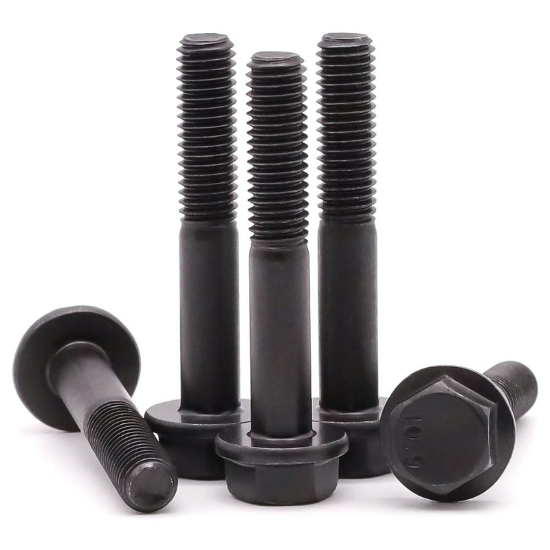 [Australia - AusPower] - M8-1.25 x 60mm (10 Pack) Flanged Hex Head Bolts, Hexagon Flange Screws, Black Oxide Finish, 10.9 Grade Alloy Steel, Motocycle Car Bolts Replacements, Partial Thread M8-1.25 x 60mm 
