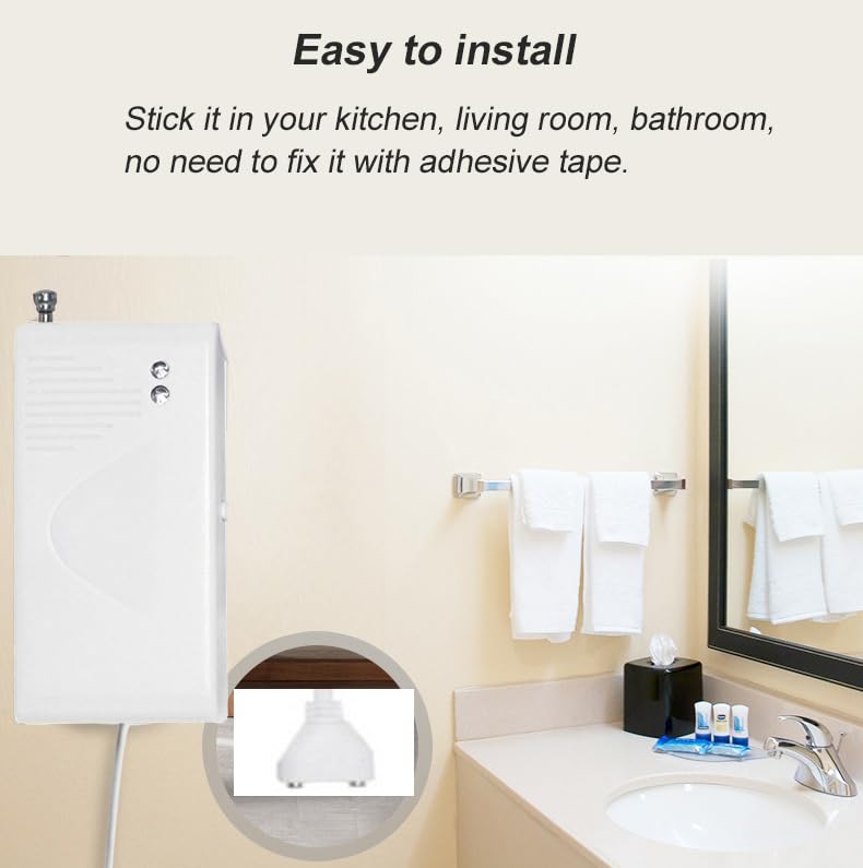 Water Detector Kit: 1 Smart Hub + 3 Leak Sensor (Silent), Water Sensor with Enhanced Signal Antenna, Water Leak Detector for Kitchen/Basement/Bathroom/Laundry, APP Monitoring, 110dB Adjustable Alarm AM 38