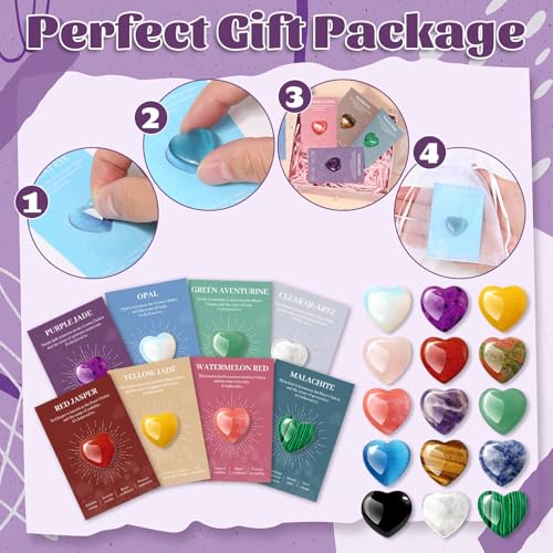 15Pcs Crystals and Healing Stones Bulk with Meaning Cards Set