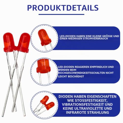 100pcs 3 mm Red LED Diode Lights LEDs Bulb DC 1.9 V ~ 2.1 V 20 mA 3 mm Electronic Emitting Components Light Emitting Diodes 3mm