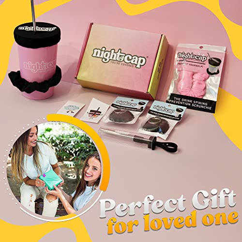 Nightcap Drink Cover Scrunchie Gift Box- The Reusable Drink Spiking Prevention Scrunchie As Seen on Shark Tank, Gift Set The Gift Set