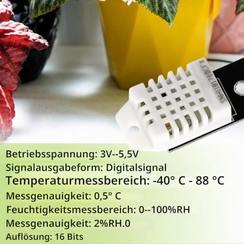Pack of 8 DHT Temperature Sensor 22/2302 and Humidity Sensor with Board and Cable 3.3-5.5V DHT Temperature Sensor Compatible with Arduino, Sensor 22 Digital Temperature and Humidity Sensor