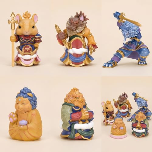 Zodiac & Cat Buddha Figurine Set of 5, Japanese Desk Decor Shogun 1Set