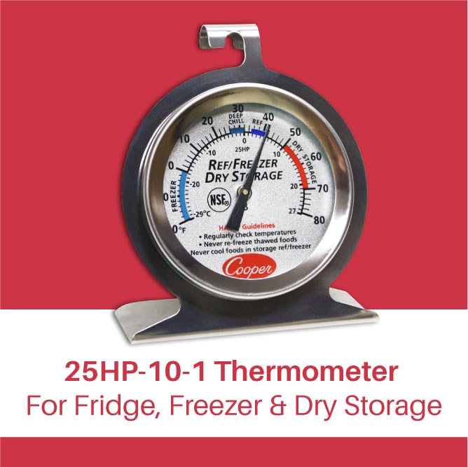 [Australia - AusPower] - Cooper-Atkins 25HP-01-1 Refrigerator, Freezer, Dry Storage Thermometer, 0°F to 80°F Temperature Range, 7.2" Length, 4.55" Width, 1.7" Height 