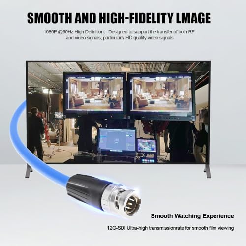 Alvin's Cables 12G HD SDI Video Coaxial Cable BNC Male to Male for 4K Video Camera 1M 1m/3.3ft Blue