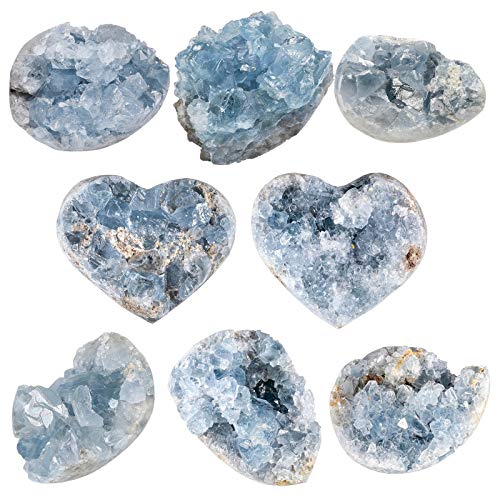 Amogeeli Irregular Raw Blue Celestite Crystal Specimen Decor, Natural Cluster Geode Healing Stone, 0.49-0.66 lb 0.49 - 0.66 lb