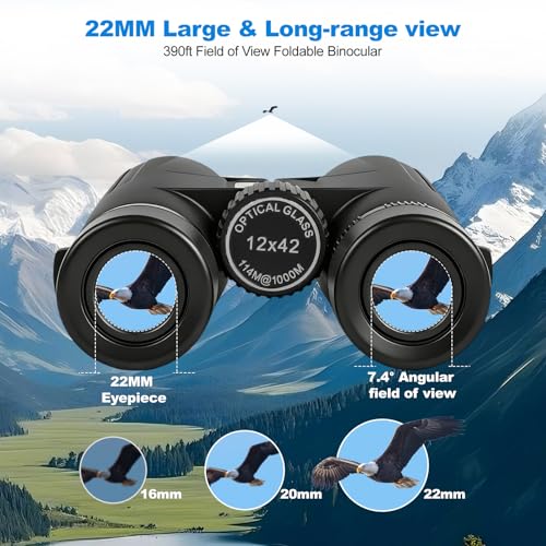 HD 12x42 Waterproof Binoculars Adult High Power BAK4 FMC Lens&Phone Adapter