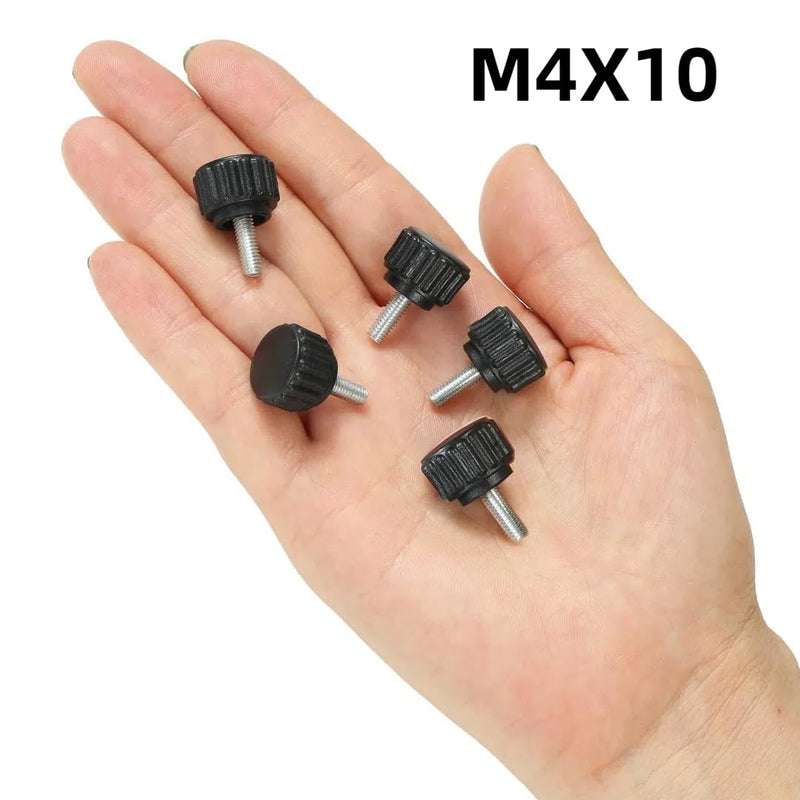 [Australia - AusPower] - 20 Pcs M4 x 10 mm Threaded Knurled Thumbscrew, Monitor Screws Vesa Mount Screws Carbon Steel Clamping Knobs Grip Thumb Screw Mounting Thumb Screw 