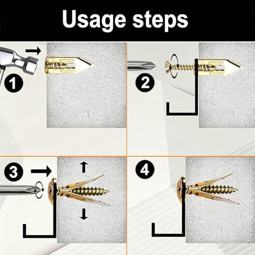 YZGOOO self-drilling drywall anchors with screws kit, 400-piece set in 0.43 x 1.17 inch size