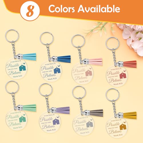 Ximalun 8 Pcs Acrylic Christian Keyrings Inspirational Bible Verse Keyrings Bulk Religious Scripture Gifts Christian Gifts for Women Men Friends Family Coworker Teacher Student Church Members